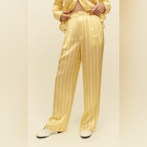 Reformation Willa Silk Pants in Romero Stripe (Size 6)